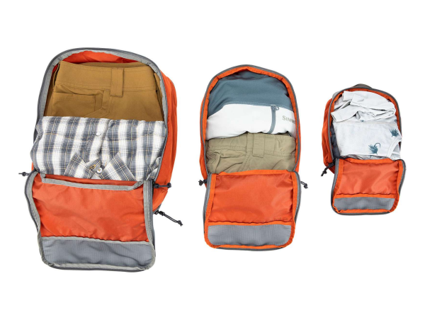 Simms GTS Packing Pouches 3 Pack Simms Orange Open Simms GTS Packing Pouches 3 Pack Simms Orange Open